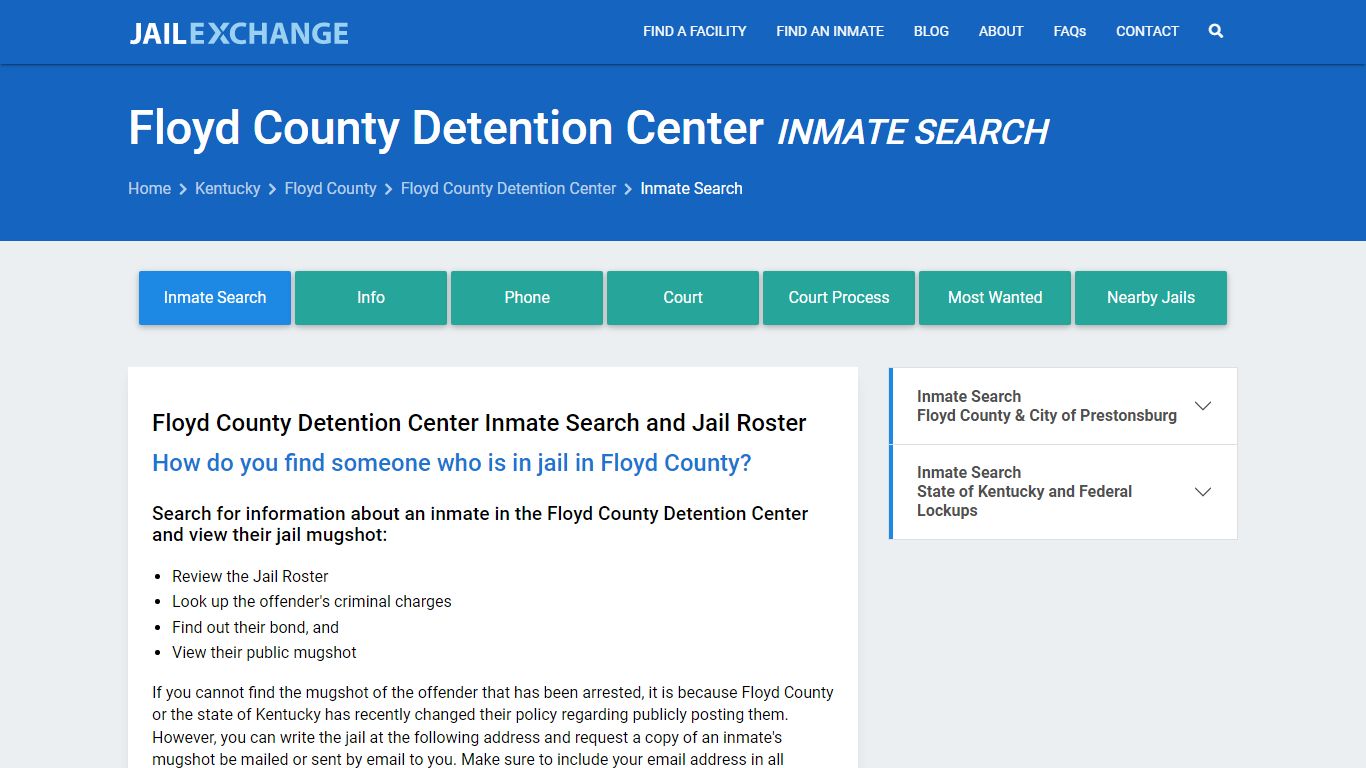 Floyd County Detention Center Inmate Search - Jail Exchange