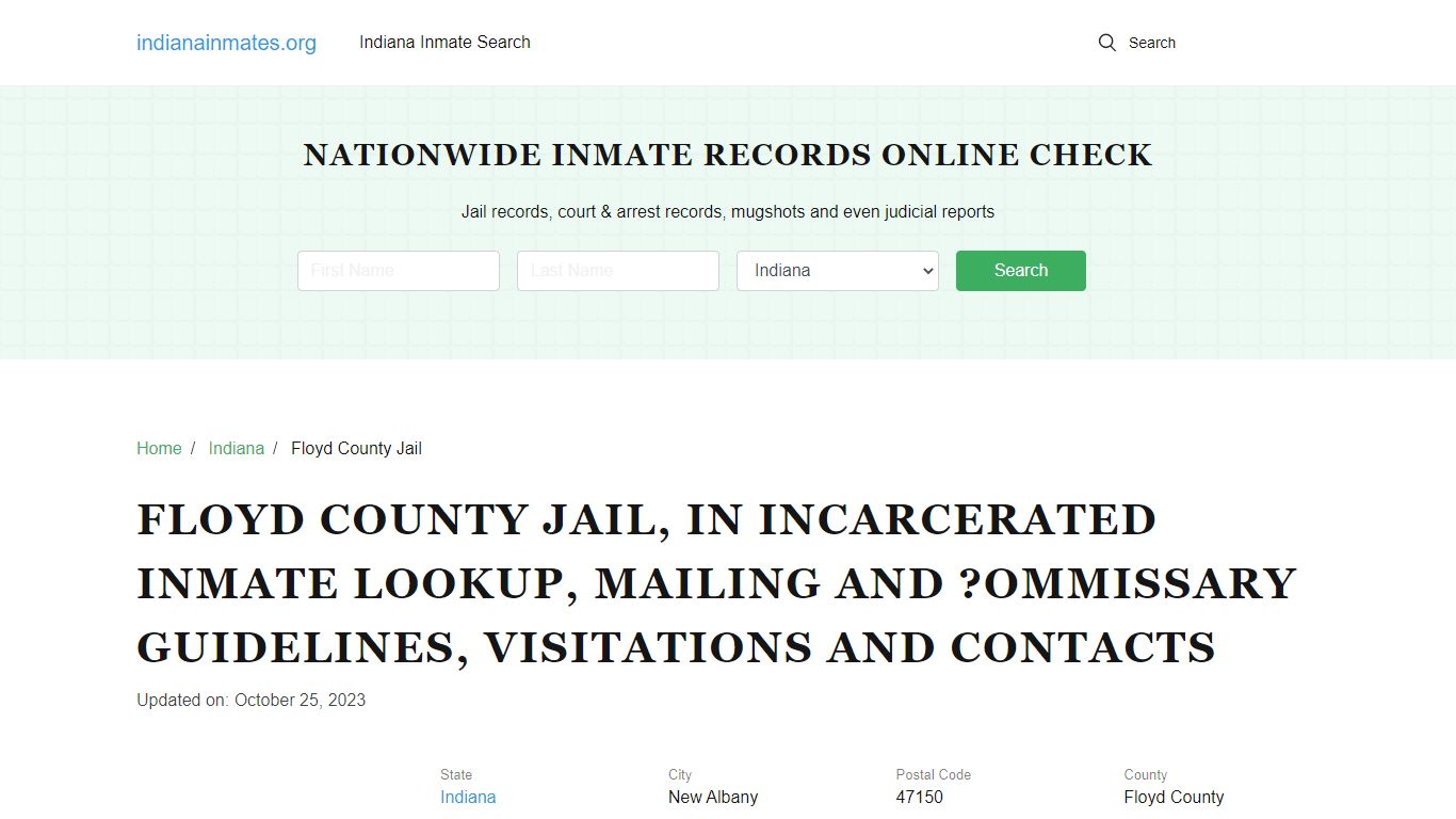 Floyd County Jail, IN: Offender Locator, Visitation & Contact Info